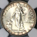 1945-D NGC MS 65 Philippines 20 Centavos GEM WWII USA Silver Coin (24041903C)