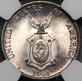 1945-D NGC MS 65 Philippines 20 Centavos GEM WWII USA Denver Silver Coin (23110703C)