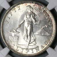 1903 NGC MS 64 Philippines 50 Centavos Silver USA Coin (23061703C)