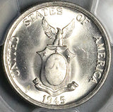 1945-S PCGS MS 65 Philippines Silver 50 Centavos GEM WWII USA Coin (26022001C)