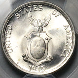 1945-S PCGS MS 65 Philippines Silver 50 Centavos GEM WWII USA Coin (26022001C)