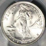 1945-S PCGS MS 65 Philippines Silver 50 Centavos GEM WWII USA Coin (26022002C)