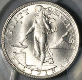 1945-S PCGS MS 65 Philippines Silver 50 Centavos GEM WWII USA Coin (26022002C)