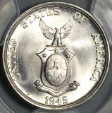 1945-S PCGS MS 65 Philippines Silver 50 Centavos GEM WWII USA Coin (26022002C)