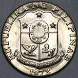 1972 Philippines 50 Sentimos GEM BU Marcelo Del Pilar Coin (25020701R)