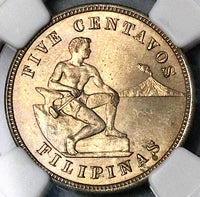 1927 NGC MS 64 Philippines 5 Centavos Manila Mint USA Coin (23082302C)