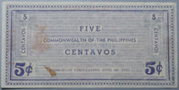 1942 Philippines 5 Centavos Negros Occidental Emergency WWII Note (23052701R)