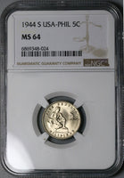 1944-S NGC MS 64 Philippines 5 Centavos Mint State USA Coin (24031703C)