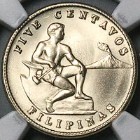 1944-S NGC MS 65 Philippines 5 Centavos Mint State USA Coin (24040204C)