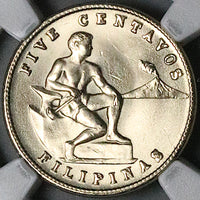 1944-S NGC MS 65 Philippines 5 Centavos Mint State USA Coin (24040204C)