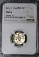 1944-S NGC MS 65 Philippines 5 Centavos Mint State USA Coin (24040204C)