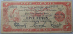1942 Philippines 5 Pesos Iloilo City General MacArthur Emergency WWII Note (23052902R)