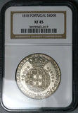 1818 NGC XF 45 Portugal John VI 400 Reis Lisbon Mint Silver Coin (25042601C)