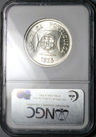 1935 NGC MS 65 India 1 Rupia Goa Portugal Colony Gem Silver Coin (25042502C)