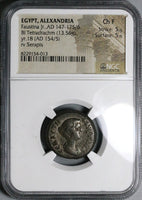 154 NGC Ch F Faustina Jr. Roman Egypt Alexandria Tetradrachm Serapis Bust 5/5 (24080702C)
