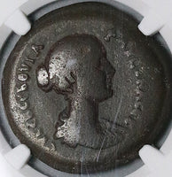 148 NGC F Faustina Jr Egypt Alexandria Drachm Temple Isis Harpokrates Roman Rare (23112301C)