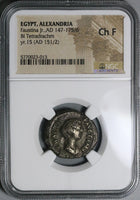 151 NGC Ch F Faustina Jr Egypt Alexandria Tetradrachm Helios Bust UNPUBLISHED (24081001C)