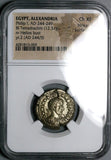 244 NGC Ch XF Egypt Alexandria Philip I Tetradrachm Sol Bust Rare Silvering (25112802C)