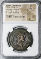 111 NGC XF Trajan Alexandria Roman Egypt Drachm Serapis Greek Temple (23081101C)