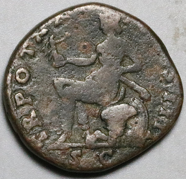 159 Antoninus Pius Roman Empire Dupondius Scarce Roma Victory Cuirass Shield (24121301R)