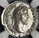 148 Antoninus Pius NGC Ch AU Roman Empire Denarius Aequitas Scales (24020701C)