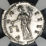 148 Antoninus Pius NGC Ch AU Roman Empire Denarius Aequitas Scales (24020701C)