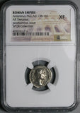 161 NGC XF Antoninus Pius Roman Empire Denarius Posthumous Altar (26051002C)