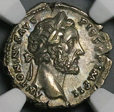 156 NGC AU Antoninus Pius Roman Empire Denarius Annona 5/5 5/5 (24040502C)