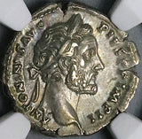 156 NGC AU Antoninus Pius Roman Empire Denarius Annona 5/5 5/5 (24040502C)