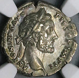 156 NGC AU Antoninus Pius Roman Empire Denarius Annona 5/5 5/5 (24040502C)