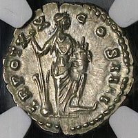 156 NGC AU Antoninus Pius Roman Empire Denarius Annona 5/5 5/5 (24040502C)