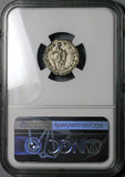 156 NGC AU Antoninus Pius Roman Empire Denarius Annona 5/5 5/5 (24040502C)