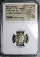 156 NGC AU Antoninus Pius Roman Empire Denarius Annona 5/5 5/5 (24040502C)