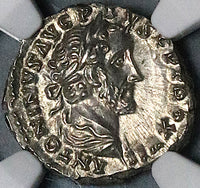 153 NGC Ch AU Antoninus Pius Roman Empire Denarius Rare Portrait Annona 4/5 (23121603C)