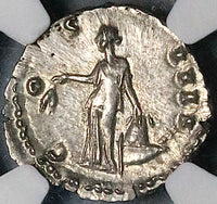 153 NGC Ch AU Antoninus Pius Roman Empire Denarius Rare Portrait Annona 4/5 (23121603C)