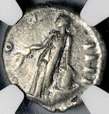 151 NGC Ch VF Antoninus Pius Roman Empire Denarius Annona Modius Ship (26070502C)