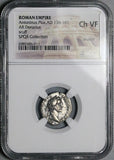 151 NGC Ch VF Antoninus Pius Roman Empire Denarius Annona Modius Ship (26070502C)