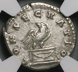 161 NGC VF Antoninus Pius Roman Empire Denarius Eagle Posthumous (26051003C)
