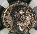 161 NGC Ch XF Antoninus Pius Roman Empire Denarius Emperor Seated Marcus Aurelius (25100802C)