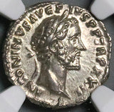 158 NGC Ch XF Antoninus Pius Roman Empire Denarius 20th Year Commemorative Emperor Sacrificing (25011503C)