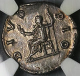 161 NGC Ch XF Antoninus Pius Roman Empire Denarius Emperor Seated Marcus Aurelius (25100802C)