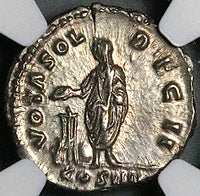 158 NGC Ch XF Antoninus Pius Roman Empire Denarius 20th Year Commemorative Emperor Sacrificing (25011503C)