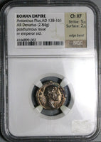 161 NGC Ch XF Antoninus Pius Roman Empire Denarius Emperor Seated Marcus Aurelius (25100802C)