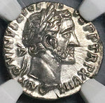 154 NGC AU Antoninus Pius Roman Empire AR Denarius Fortuna Rudder (25090702C)
