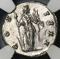 154 NGC AU Antoninus Pius Roman Empire AR Denarius Fortuna Rudder (25090702C)