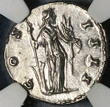 154 NGC AU Antoninus Pius Roman Empire AR Denarius Fortuna Rudder (25090702C)