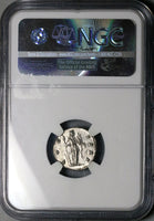 154 NGC AU Antoninus Pius Roman Empire AR Denarius Fortuna Rudder (25090702C)