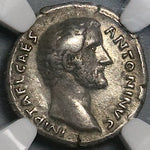 138 NGC VF Caesar Antoninus Pius Roman Empire Denarius Rare Pietas (24120801C)