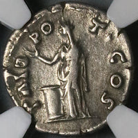 138 NGC VF Caesar Antoninus Pius Roman Empire Denarius Rare Pietas (24120801C)