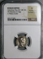 138 NGC VF Caesar Antoninus Pius Roman Empire Denarius Rare Pietas (24120801C)